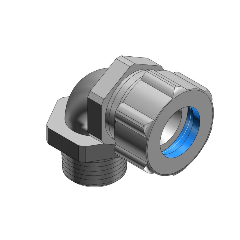 T&B® Ranger® 4960 Strain Relief Liquidtight Cord Connector, 1/2 in Trade, 1/8 to 3/8 in Cable Openings, Malleable Iron, Zinc Plated